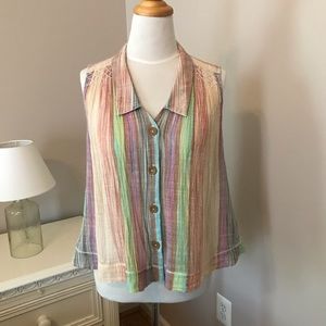 ANTHROPOLOGIE HOLDING HORSES GAUZE SLEEVELESS TOP